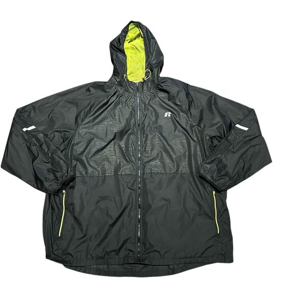 Russell Athletic Other - Russell Athletic Men’s 3XL Black Windbreaker Jacket with Neon Accents